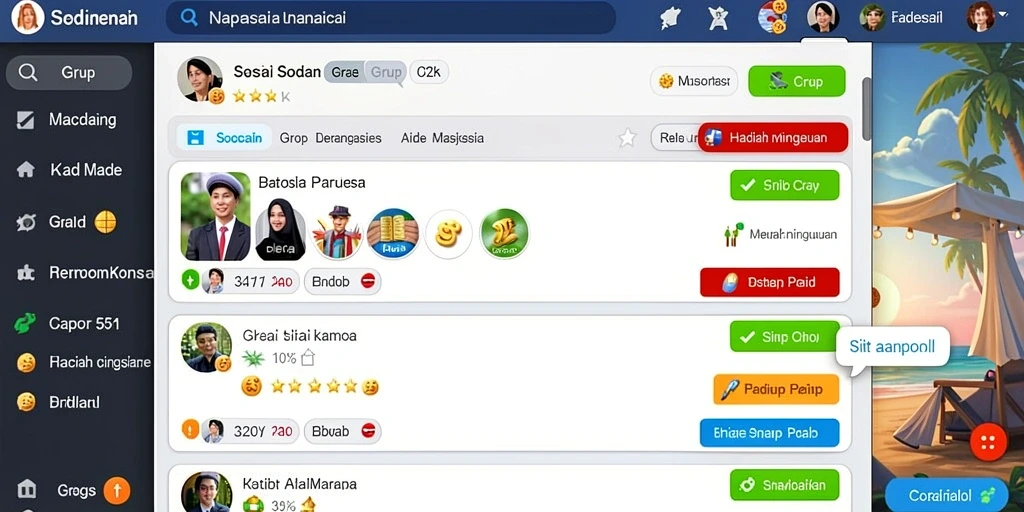 Fitur interaksi sosial dengan pemain lain.